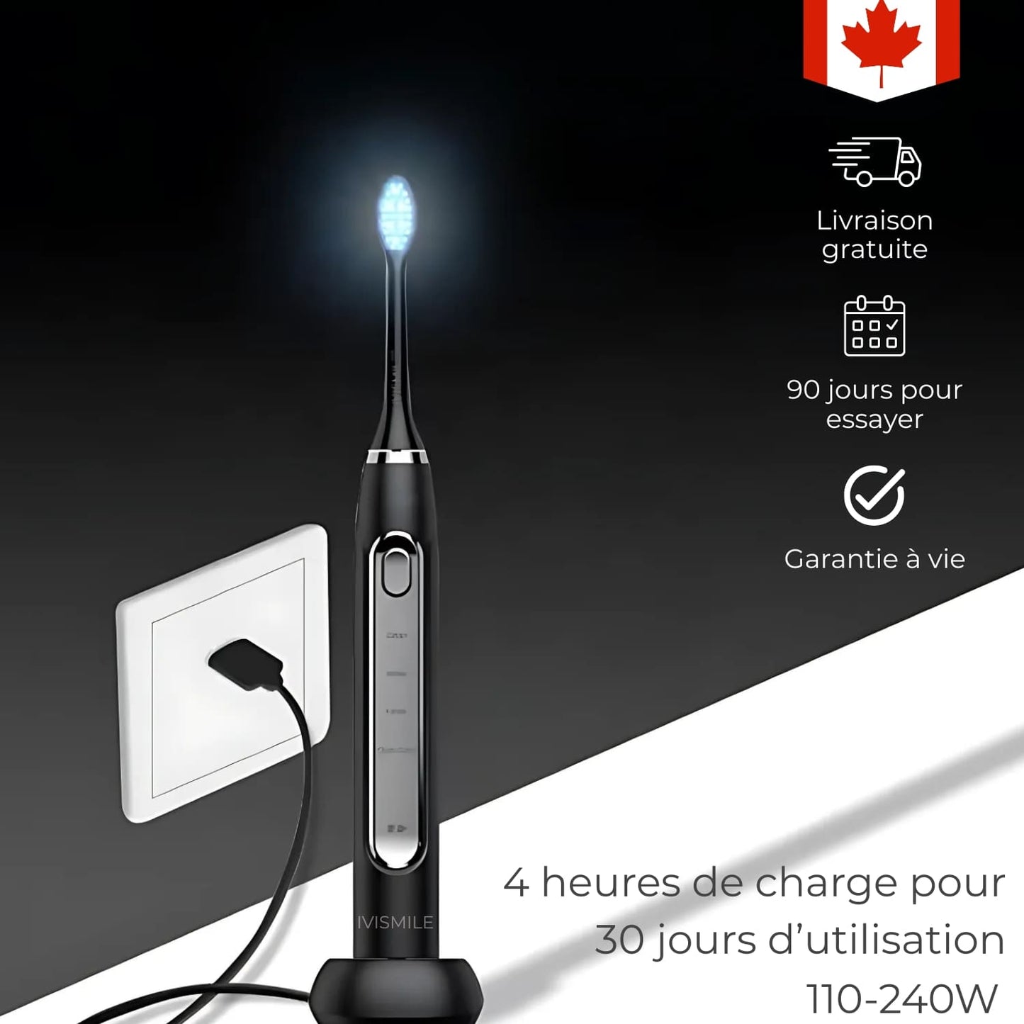 IVISMILE – Brosse à dents LED pour un sourire lumineux sans effort
